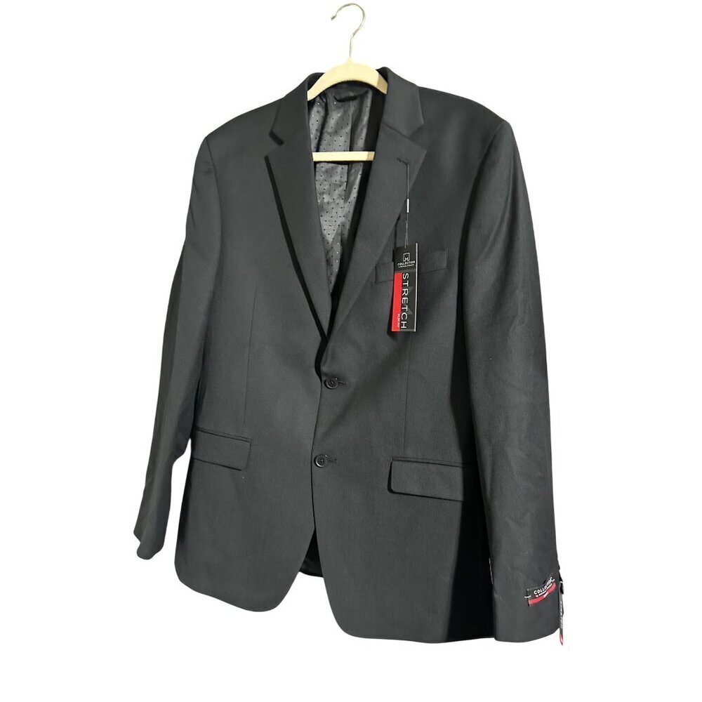 Collection By Michael Strahan Suit Jacket Men's 42R Slim Fit Black Wool Blend